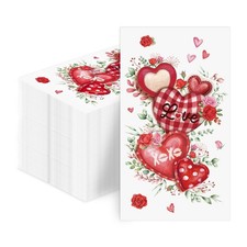 100 Pcs Valentine's Day Paper Napkins 3 Ply Red Hearts 13" x 15.75",
