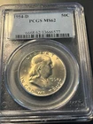 1954 D NPCG MS62 Ben Franklin Half Dollar 50c 90% SILVER Strong Strike LInes