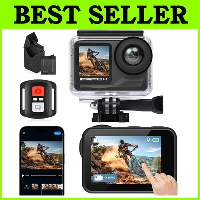 4K Action Camera with Dual Batteries & Waterproof Case