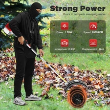 52cc Gas Power Hand Held Sweeper Broom Driveway Artificial Grass Clean W/ Blower