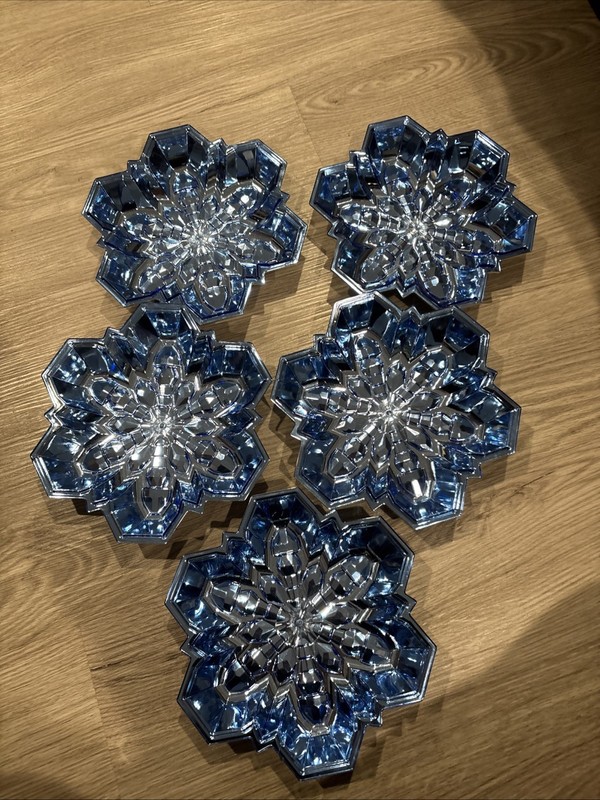 Blue Snowflake Serving Tray Plastic 8" Christmas New