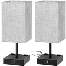 Bedside Table Lamps Set of 2 Touch Nightstand Lamp for Bedroom with USB C A ...