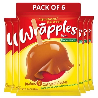 Concord Food Wrapples Caramel Apple Wrap Kit 6.5 Ounce Pack of 6 Makes 30 Apples