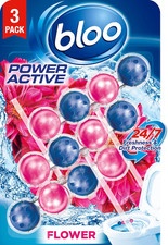 Image of Bloo Power Active Toilet Rim Block Fresh Flowers, with Anti-Limescale, Cleaning