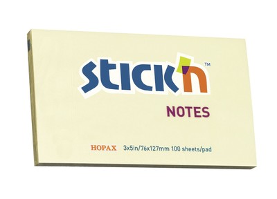Stick N 21009 76x127mm Pastel Sticky Note - Yellow-pack of 12