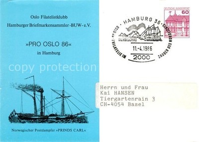 Dampfer Binnenschifffahrt Postdampfer Prinds Carl Norwegen Pro Oslo Hamburg 