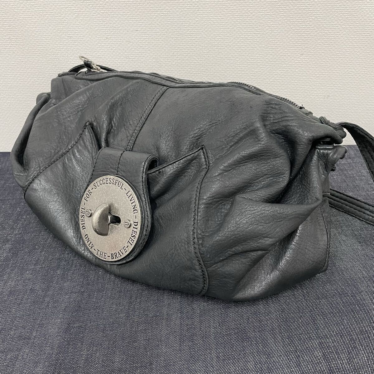 DIESEL One Shoulder Bag Leather Black Authentic From Japan