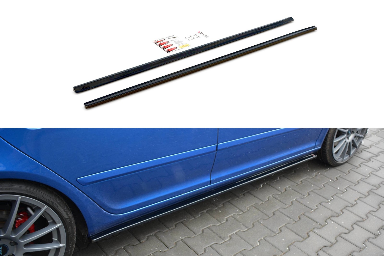 Rajouts de bas de caisse Skoda Octavia RS Mk2 noir brillant pour un look sportif profilé