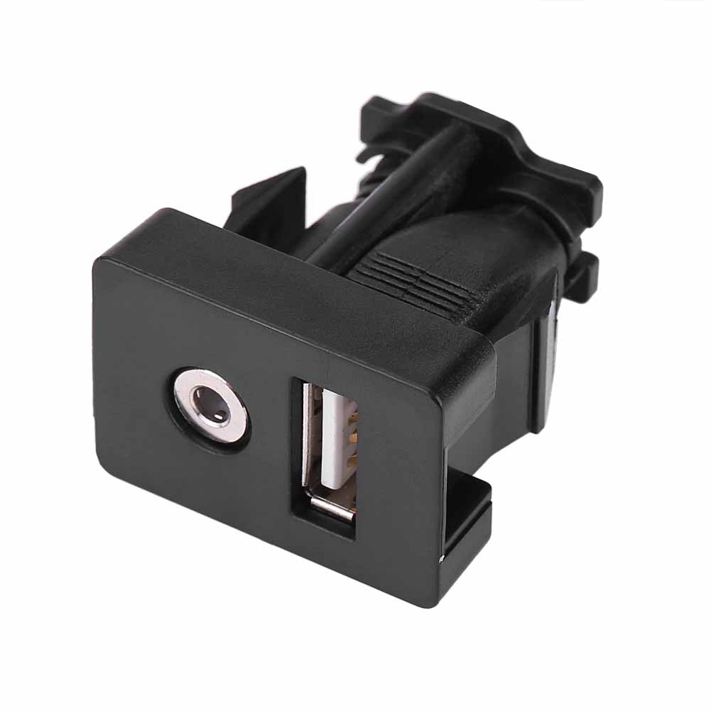 Car Boat Dash Flush Mount USB Port 3.5mm AUX Jack Extension Cable Lead Mounting♬