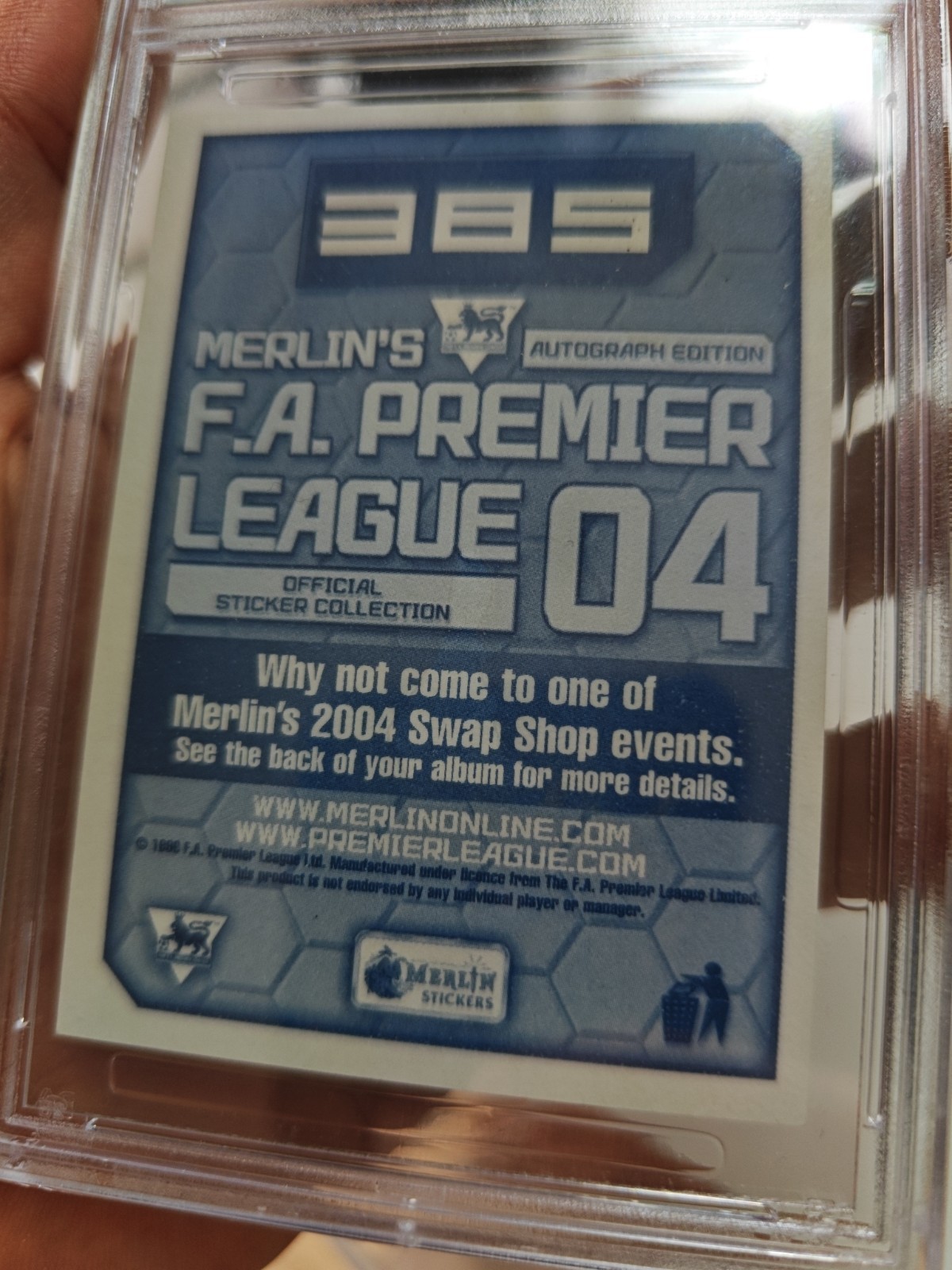 PSA 2004 Merlin's F.A. Premier League Sticker Cristiano Ronaldo 385 rookie view 5