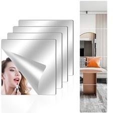Pack Acrylic Mirror Tiles, 8  x8  Unbreakable Wall Mirror Full Length, 8" x 8" 4