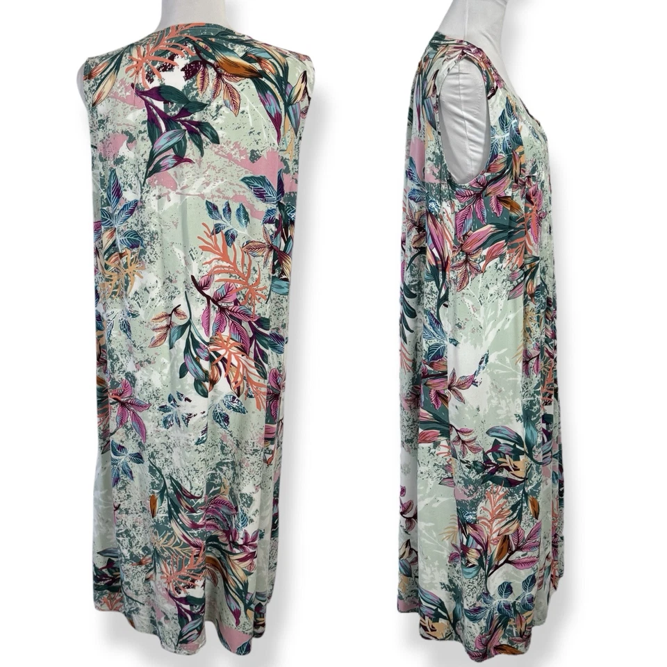Vestido recto midi tejido Y2K Expressions talla M de gran tamaño floral tropical informal Foto 3 de 4