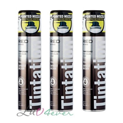 (3 PACKS) Red by KISS Tintation Hair Color Spray 2.82 oz (Black / Darkest Brown)