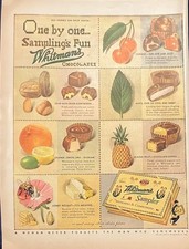 1946 Original Large Rare Nostalgic Whitman's Chocolate Sampler Neat Candy AD