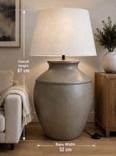Large Concrete Effect Floor Lamp with Shade Modern Statement Grey