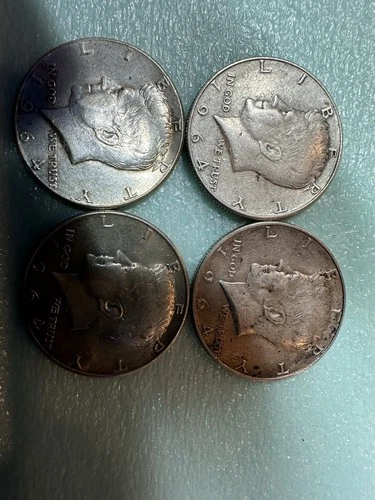 1964 SILVER KENNEDY HALF DOLLAR LOT OF 4 SILVER 0.9 FINENESS 1.45 TROY OZ S048