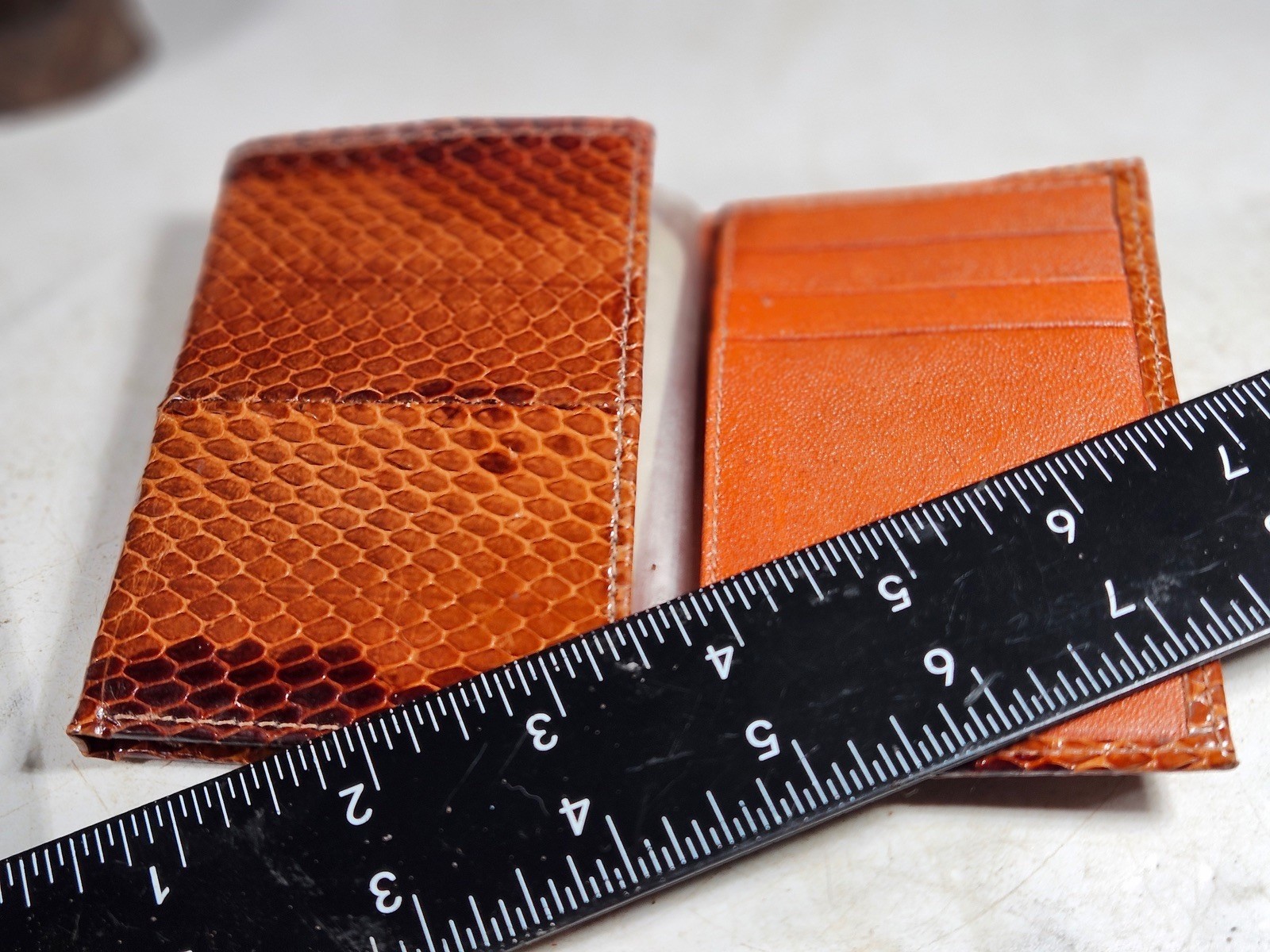 Vintage Python Snakeskin Trifold Wallet Brown Gen… - image 13