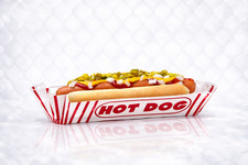 Hot Dog Trays Red and White Retro Cinema Hollywood Party Red stripe Paper 8PK