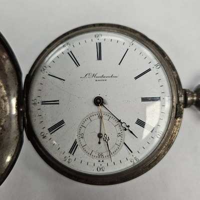 Louis Montandon Locle Swiss 16s 15j PW Silver Case Key Wind Runs .800 [125WEB]