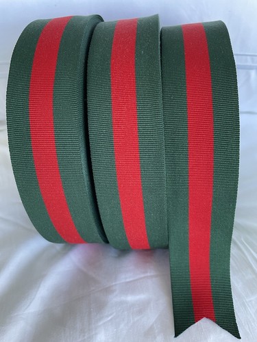 20 Yards Classic Red Green Stripe GG Style Ribbon 1.5 Inch - Picture 9 of 9