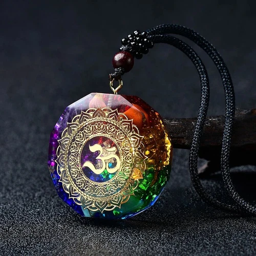 Natural Crystal Orgonite Pendant 7 Chakra Healing Talisman Women Men Necklace - product listing photo