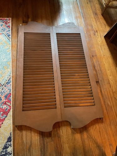 Vintage Pair of Wooden Swinging Saloon Cafe Shutter Doors Brown 48x15