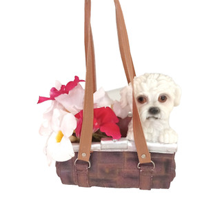 MALTESE dog in hanging basket purses Home Decor, excellent condition