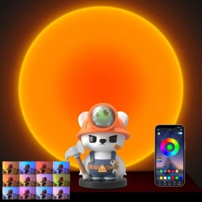 Kearmen Sunset Lamp Projector - Sunset Projection Lamp - Cartoon Bear Home-B9