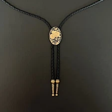 Vintage Carved Enamel Drop Glaze Chrysanthemum Bolo Tie Western Wedding Necklace