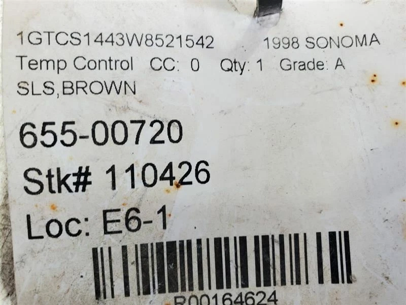 98-99, GMC Sonoma, control de temperatura con control manual de CA, PN - 9351325 Foto 3 de 3