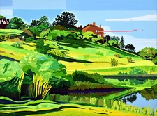 Alex Nizovsky – UNTITLED 02282022 Abstracted Landscape Painting Pop Art 40"x30"