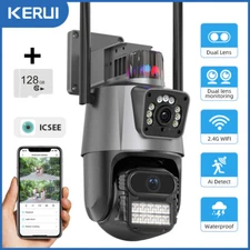 Dual Lens 6MP WiFi Security Camera 8X Zoom Outdoor Home Night Vision CCTV PTZ US