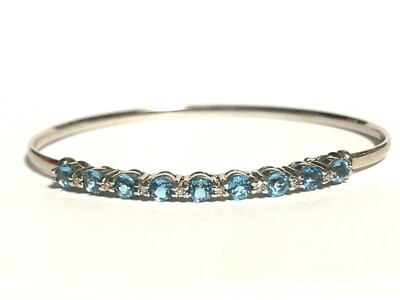 Armreif 14 Karat Weißgold Blautopas und Diamanten