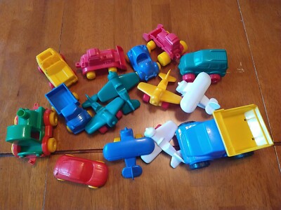 Plastic Vehicle Lot Planes Cars Trains Trucks Viking Plast Wader Plasto Toys