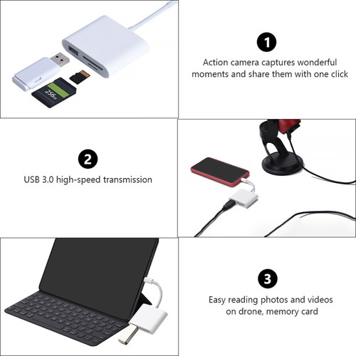 -C-Hub-Kartenleser USB-C Zu USB-Adapter Speicherkartenleser C. - Afbeelding 5 van 12