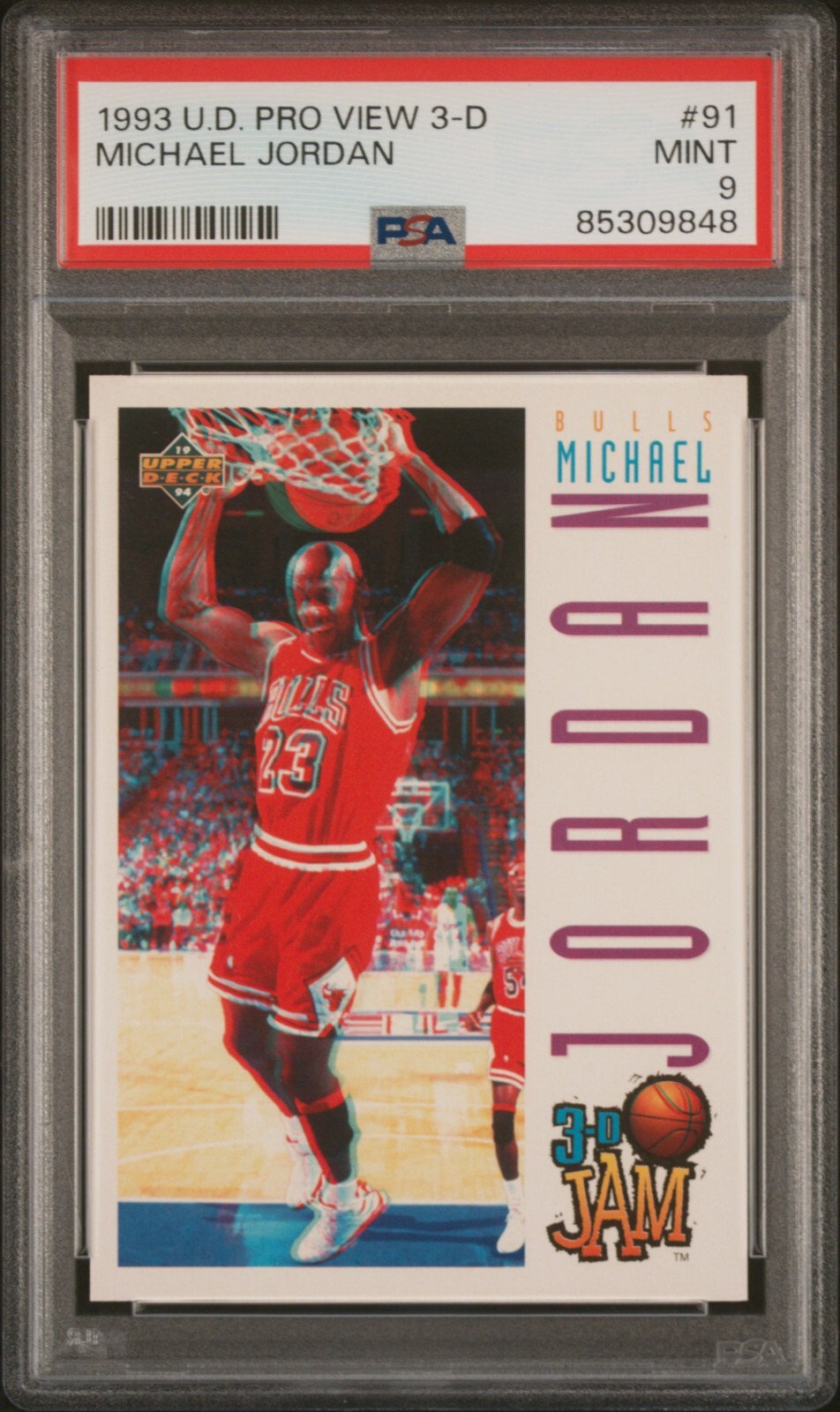 PSA 9 MINT 1993 UPPER DECK PRO VIEW 3-D 3D MICHAEL JORDAN #91 BULLS 09848 B153