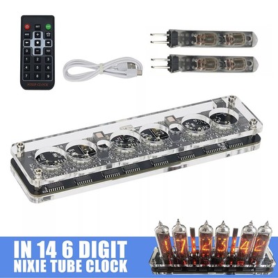 Digital Alarm Clock DIY IN14 Nixie Tube Kit USB Remote Control LED Light