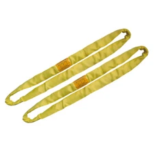2 PCS Endless Yellow Round Lifting Sling Heavy Duty Polyester 3'. Sold in Pair