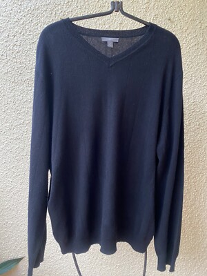 APT 100% CASHMERE BLACK V NECK MENS SWEATER SZ XL