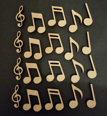 20x Musiknoten 3cm MDF Basteln Verzierungen Lasergeschnittene Form