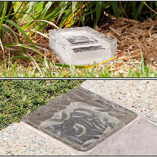Solar Led Ice Cube Brick Lights 7/10cm Outdoor Garden Lawn Patio Pathway Lamp - Picture 2 of 29