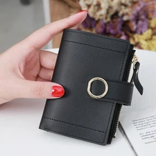 Women Cute Wallet Coin Bag Leather Ladies Simple Bifold Small Purse Mini Handbag