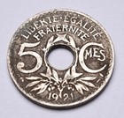 Pièce de monnaie 5 centimes Lindauer 1921 République Française (3)