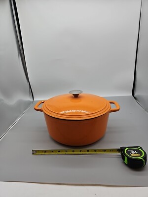 Wolfgang Puck enameled cast iron pot with lid Oarnge Large Size Heavy 
