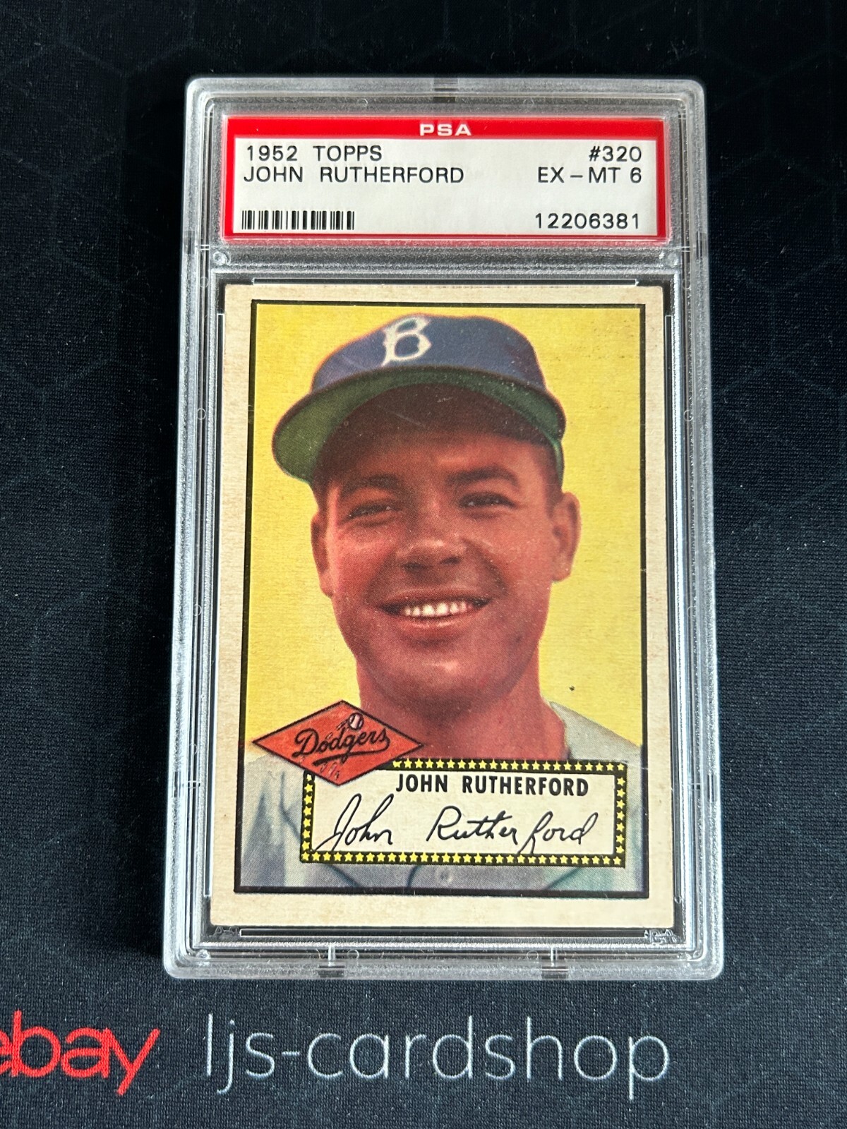 1952 TOPPS 320 JOHN RUTHERFORD PSA 6 High # Brooklyn Dodgers RC Well Centered