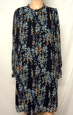 Dress Kojooin Sheer Fully Lined Loose Fit or Wear Belted Med Blue Floral NWOT