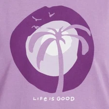 Med NWT Women's Life is Good Palm Sun Grape Sleeveless Crusher High-Low Tee Tank