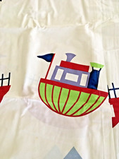 Shower Curtain BOATS SAIL, FISH SWIM fun, cheerful FABRIC beach coastal NIP