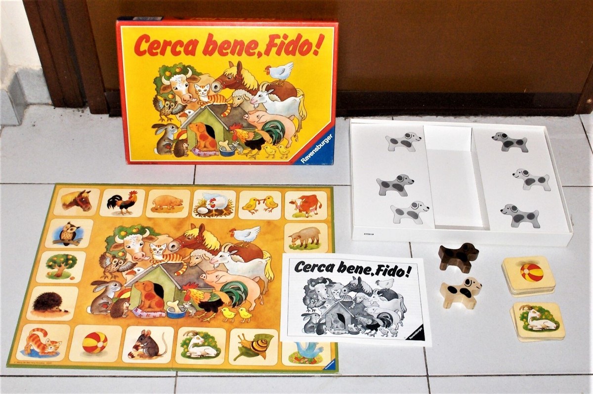Jeu De Société Vintage Ravensburger "Cerca Bene, Fido!" 1989 - Pour Enfants, Thème Humoristique - Occasion