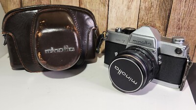 Vintage Minolta SR-7 35mm SLR Film Camera ROKKOR-PF 58mm F/1.4 Lens Leather Case